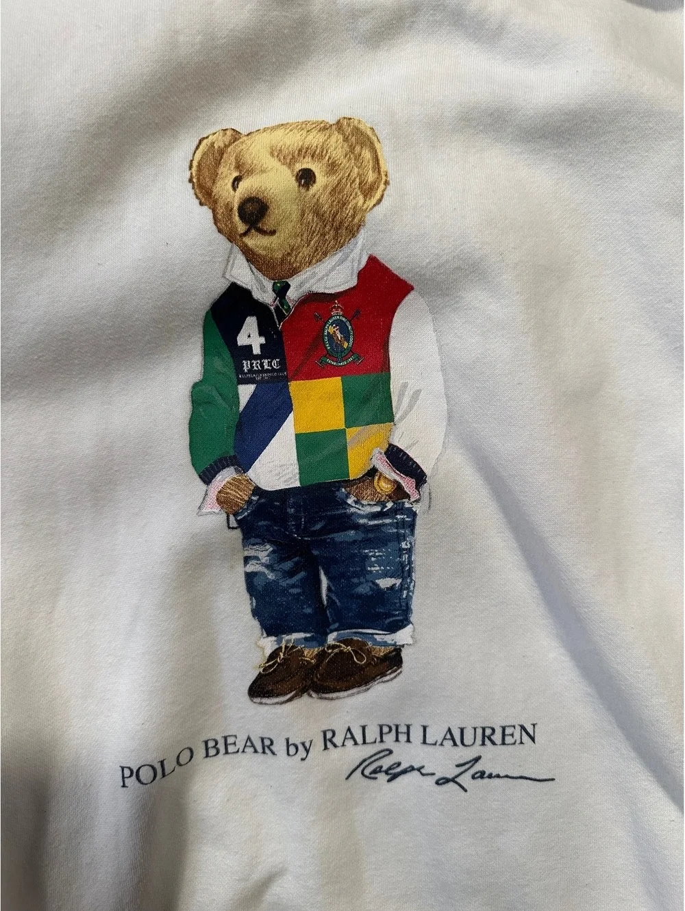 Polo Ralph Lauren Polo Bear Hoodie Girls L 14-16 White Pullover Sweatshirt